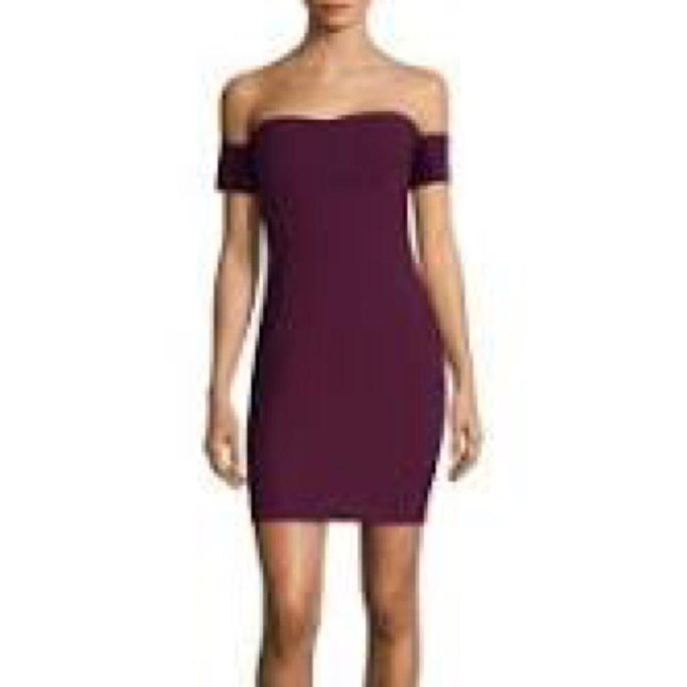 Likely Ainsley Dress; Off Shoulder Purple Mini Dress
